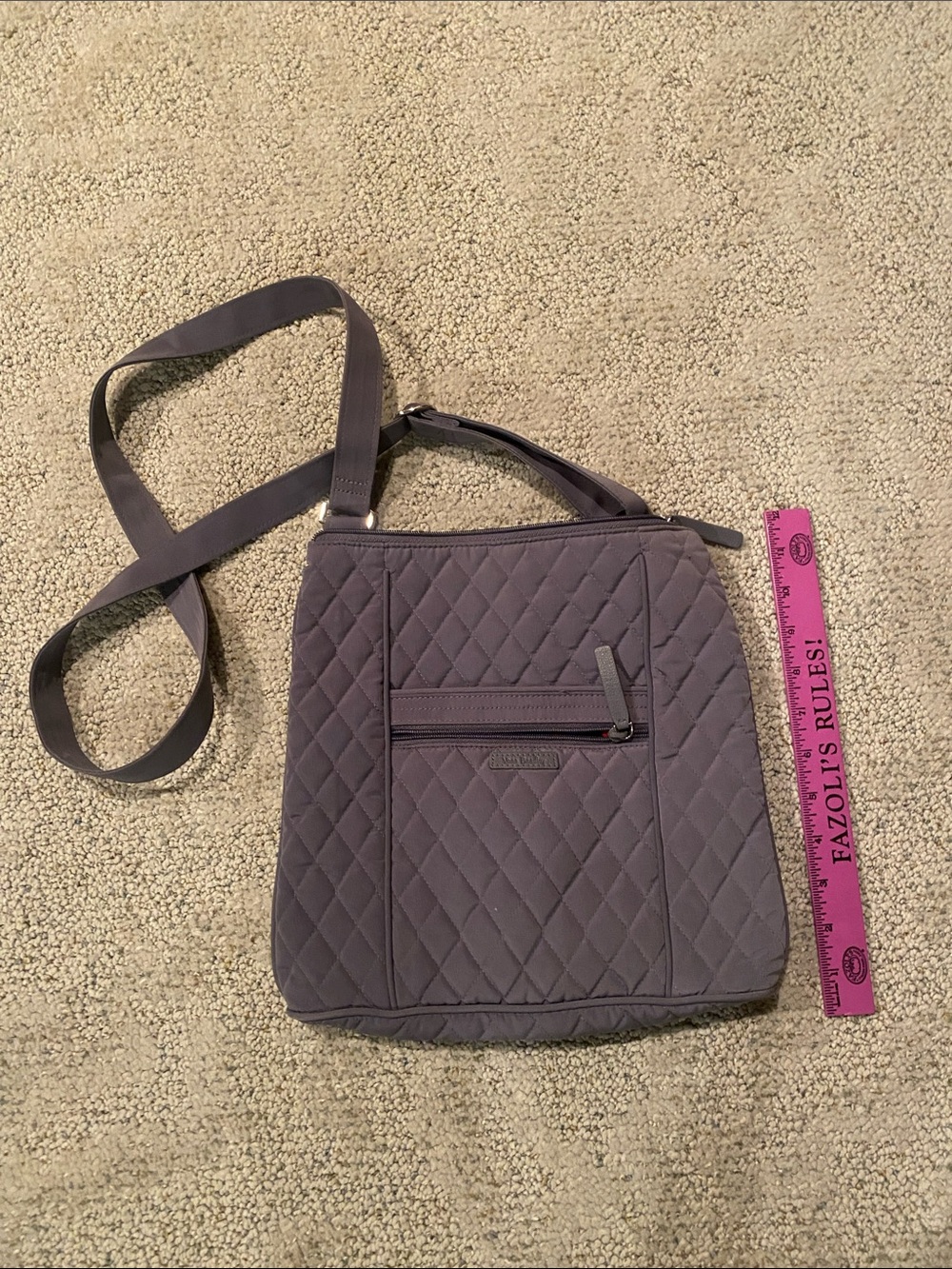 Vera Bradley Quilted Crossbody Bag in Gray - Lightweight Everyday Shoulder Bag